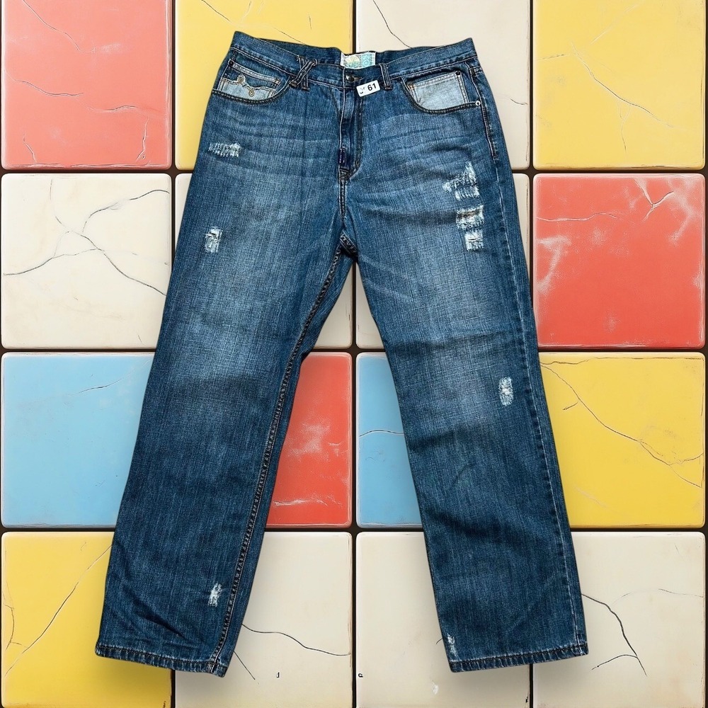 Y2K LRG Baggy Jeans 2000s Light Wash Denim Men's 38‎ Skater Streetwear Hip Hop